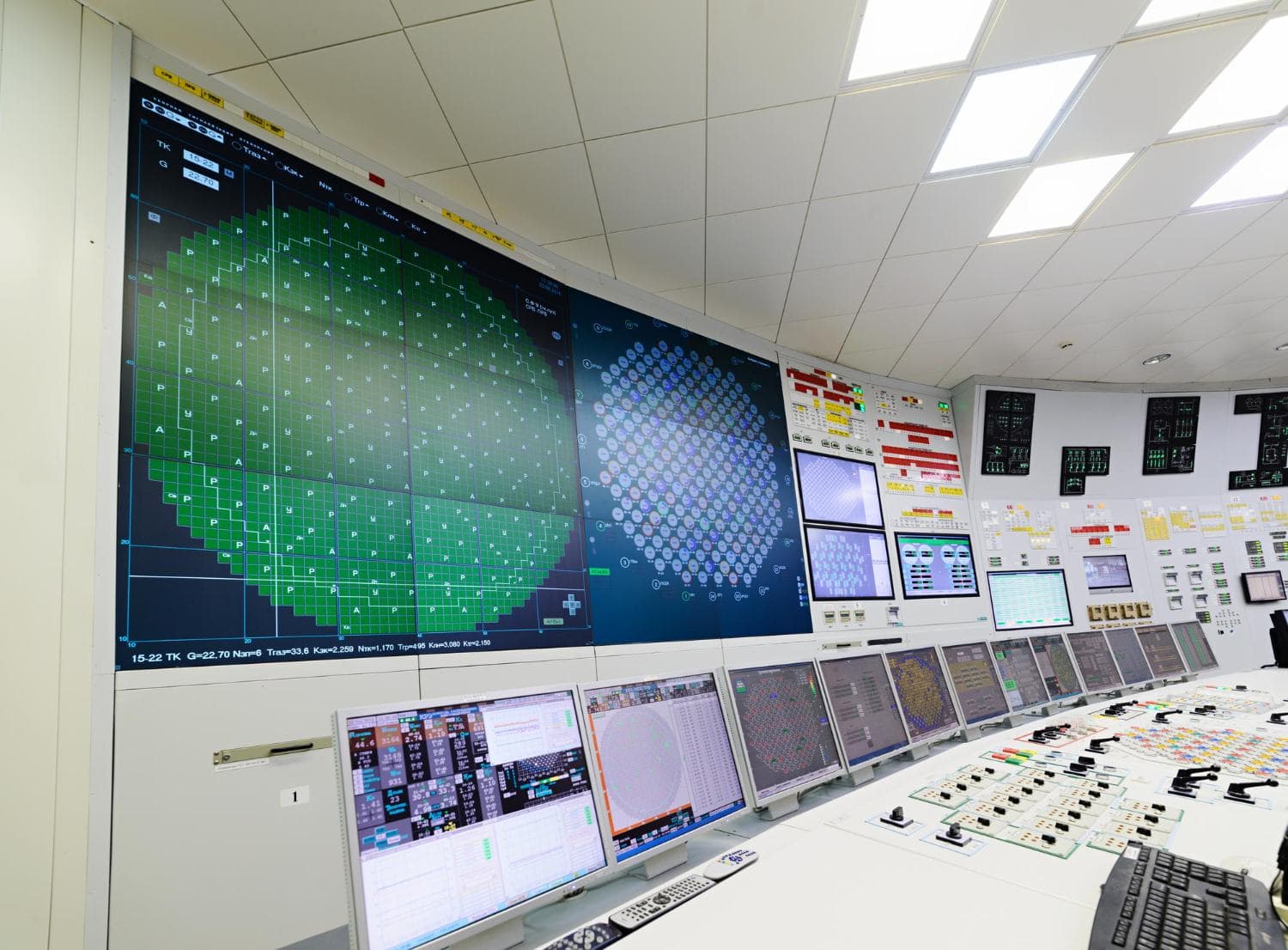 Technical control room with live process monitoring displays